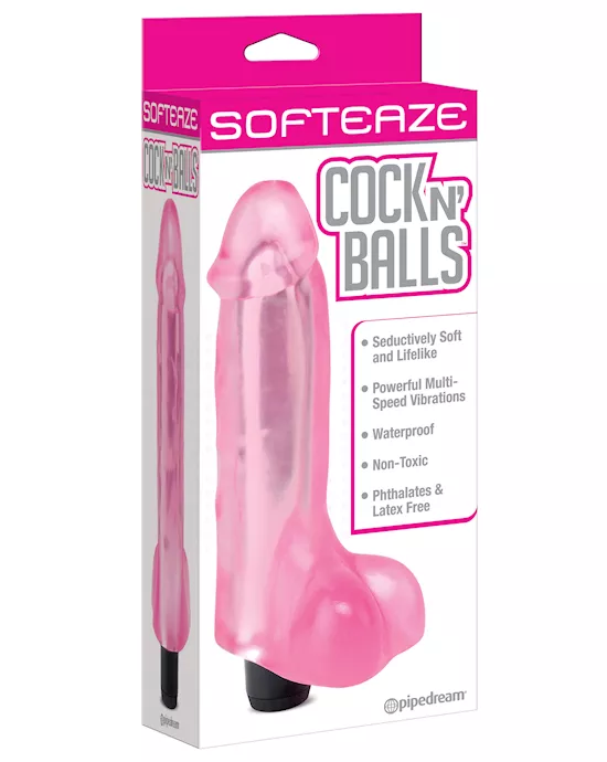 SOFTEAZE COCK N BALLS VIBE PINK