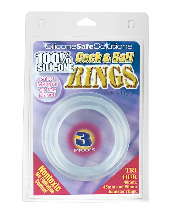COCK & BALL RING 3 PC CLEAR SILICON