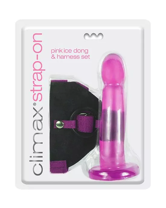 Climax Strap-on Pink Ice Dong & Harness Set