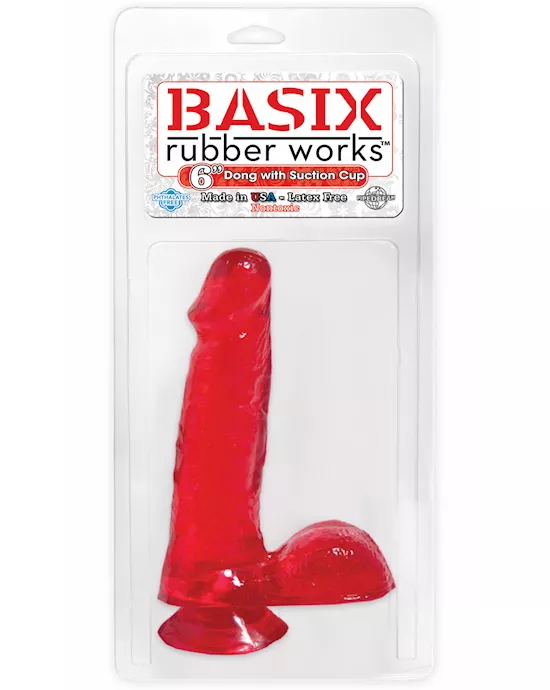 BASIX 6 INCH DONG W SUCTION CUP RED