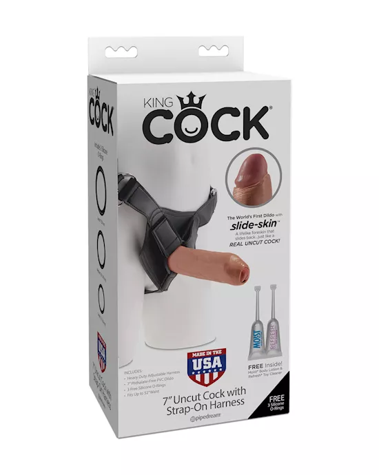 King Cock Strap-On Harness With 7 Inch Uncut Cock