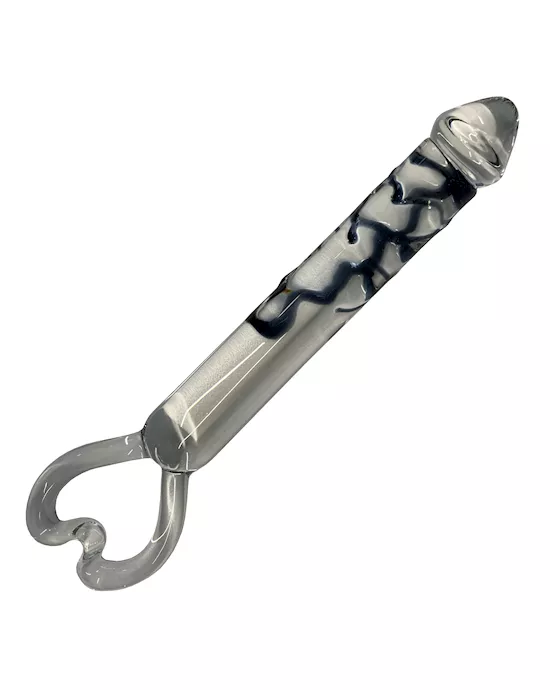 Black Lines Glass Heart Massager