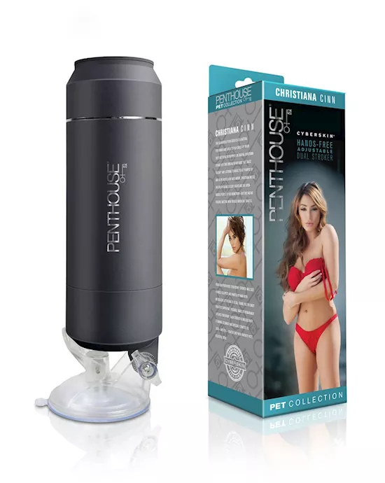Penthouse Pet CyberSkin Hands-Free Adjustable Dual Stroker - Christiana Cinn