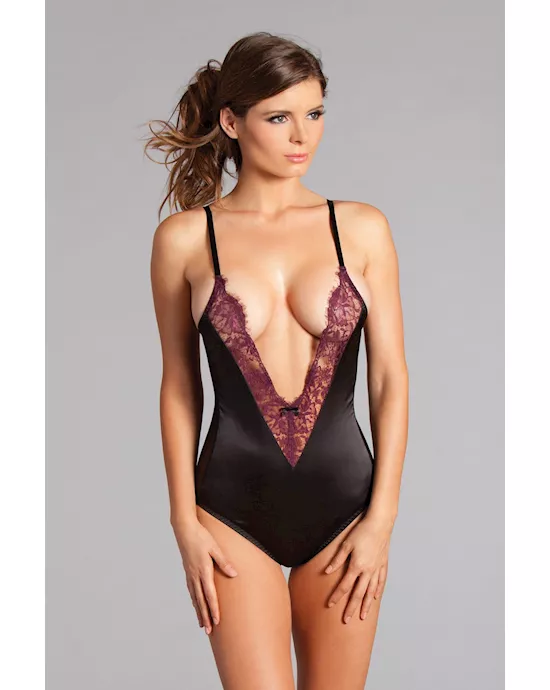 Claire Teddy - Eyelash Lace And Opaque Front Teddy