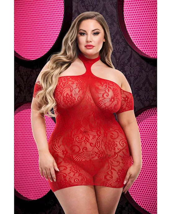 Cut Out Lace Mini Dress 