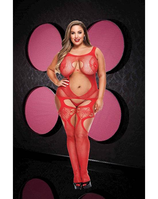 Open Front Lace Bodystocking 