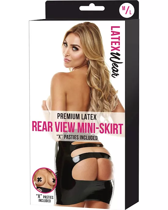Premium Latex Open Back Rear View Mini Skirt - S/M