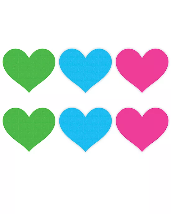 Neon Heart Pasties - Green/Blue/Pink