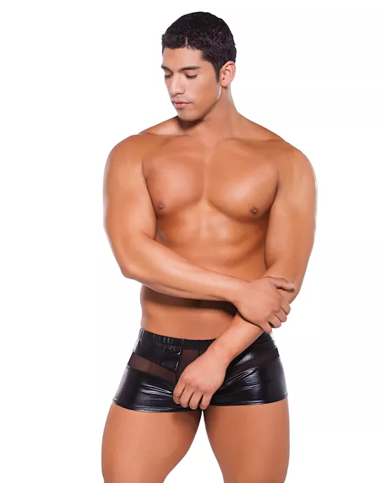 Zeus Wet Look Peek A Boo Shorts