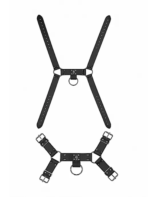 Ouch! Skulls And Bones - Male Harness With Skulls & Spikes 