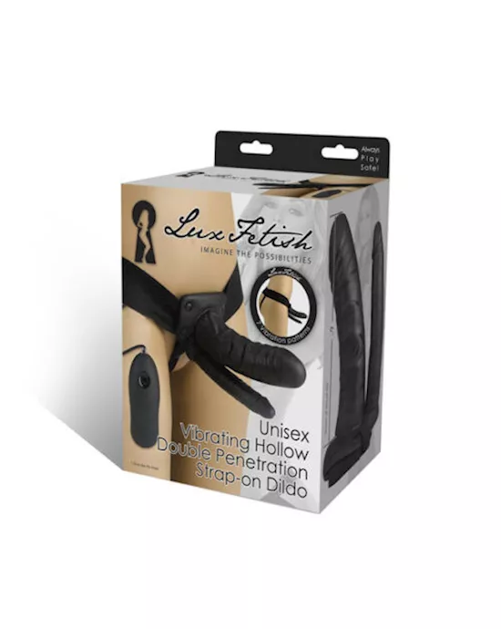 Unisex Vibrating Hollow Double Penetration Strap-On Dildo