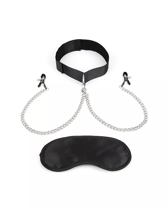 Lux Fetish Collar and Nipple Clips