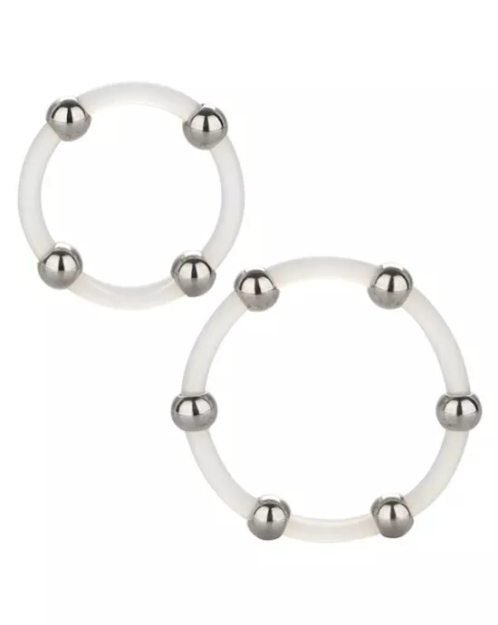 Steel Beaded Silicone C-Ring - Set of 2