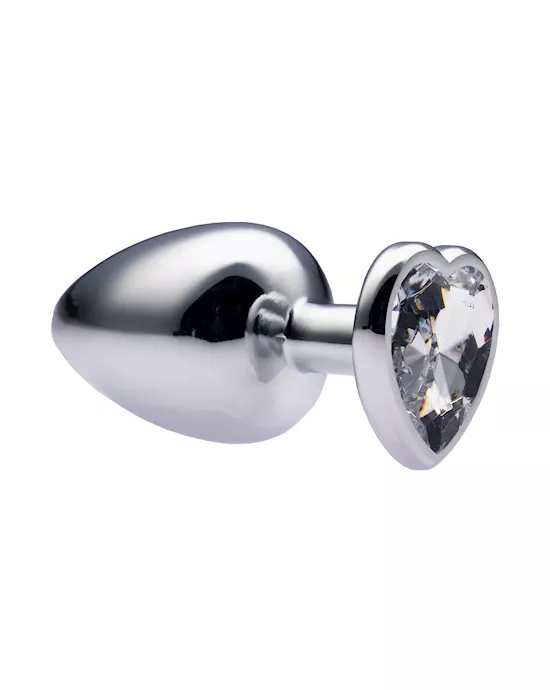 Kink Range Alloy Love Heart Gemmed Butt Plug - 3.7 Inch