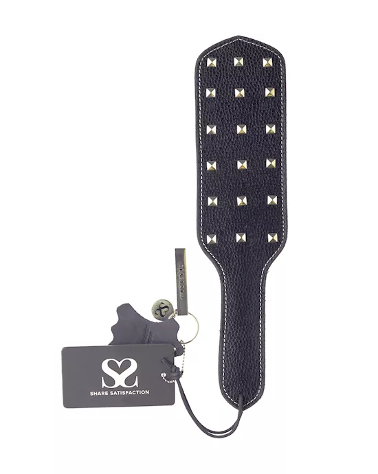 Bound X Grain Leather Paddle with Square Studs
