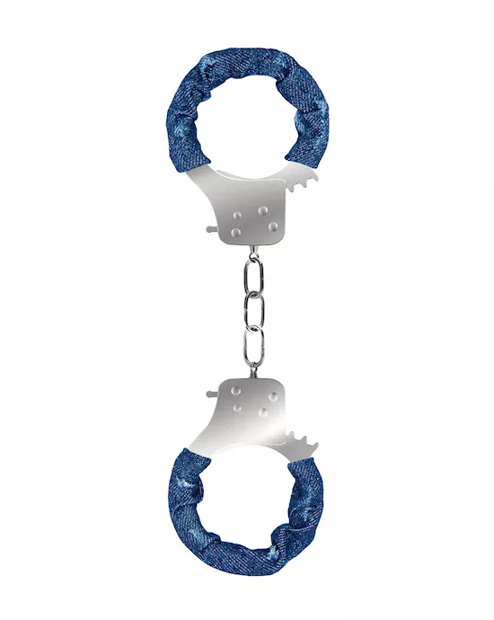 Denim Metal Handcuffs - Roughened Denim Style 