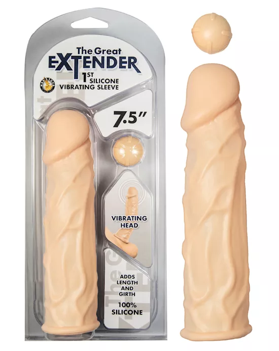 THE GREAT EXTENDER SILICONE VIBRATING SLEEVE - 7.5 Inch