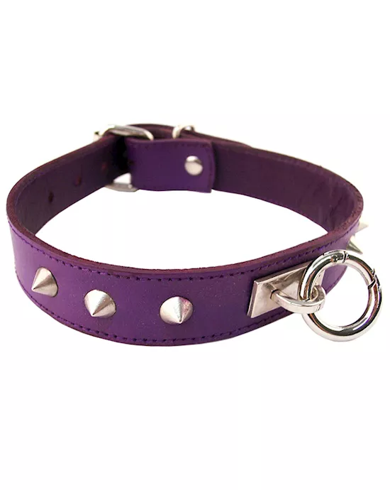 Rouge Leather Thin Studded Collar