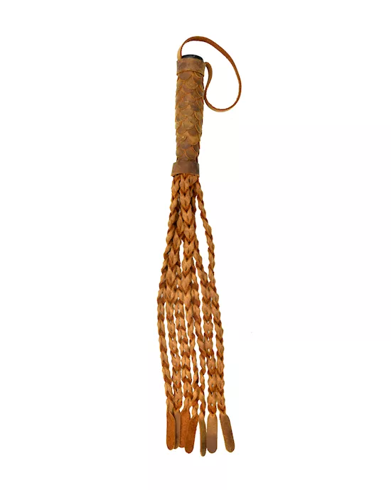 Italian Leather Whip with 15 Braided Tails