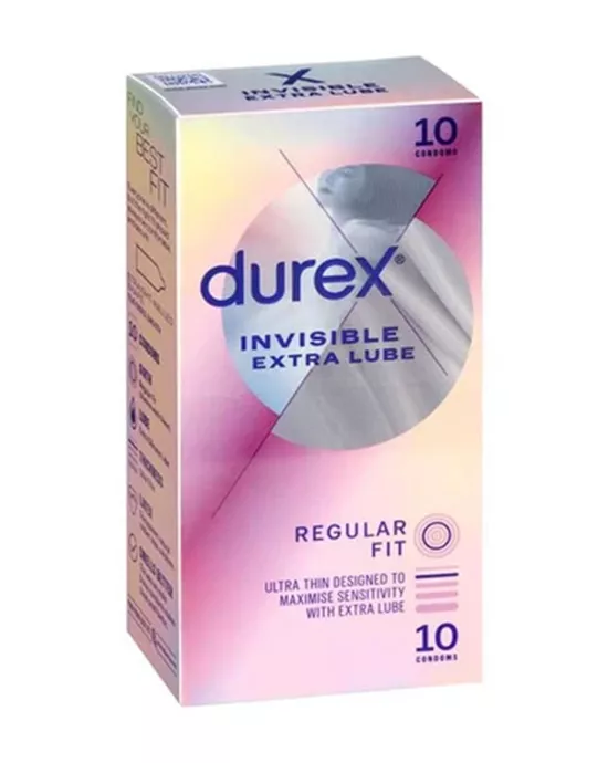 Durex Invisible Extra Lube Condoms 10 Pack
