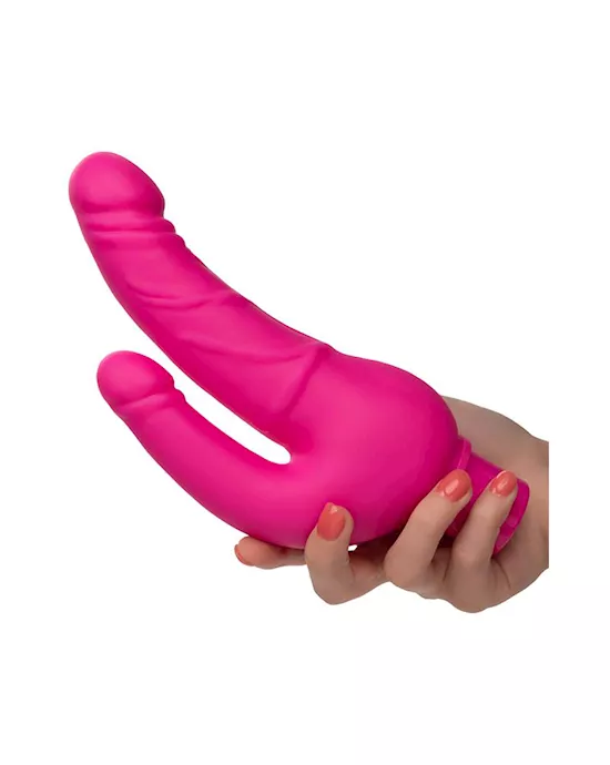 Rechargeable Power Stud Over & Under Double Dildo Vibrator
