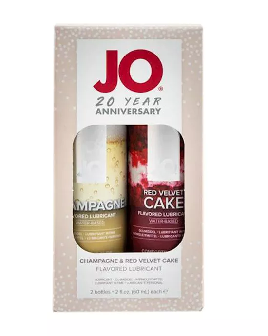 JO 20TH Anniversary Gift Set  Champagne 60ml and Red Velvet Cake 60ml Lubricant 