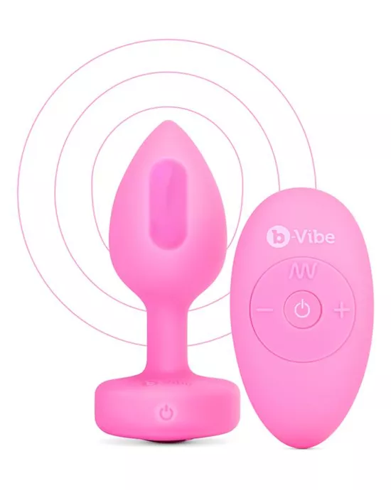 b-Vibe Remote Control Vibrating Jewelled Heart Plug S/M