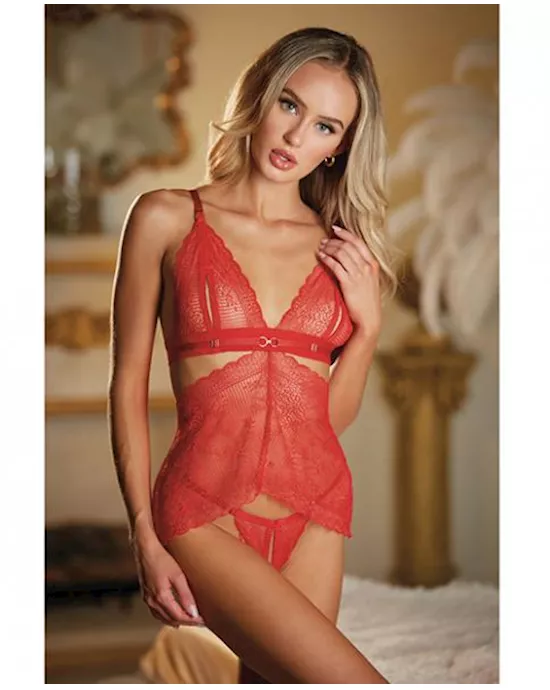 Allure Lace Peek A Boo Chemise & Ouverte G-string