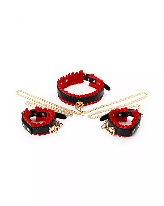 Lace Collar and Cuff Set with Chain Attachment