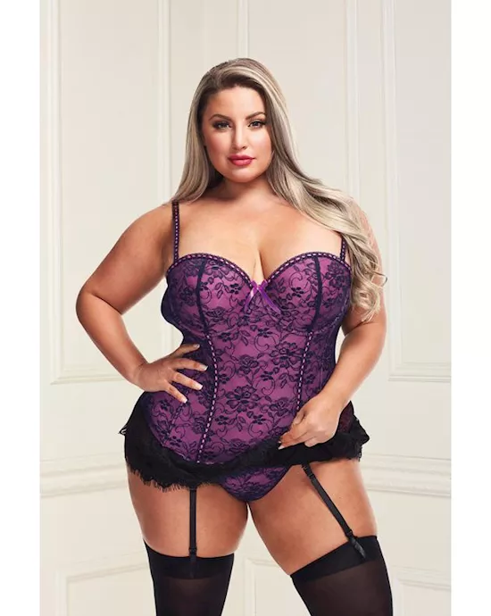 Baci Bustier And Gstring Pruple 1X/2X PLBG