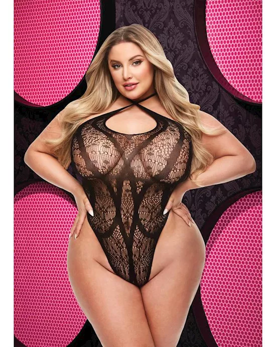 Criss Cross Lace Teddy - Black - Q Env