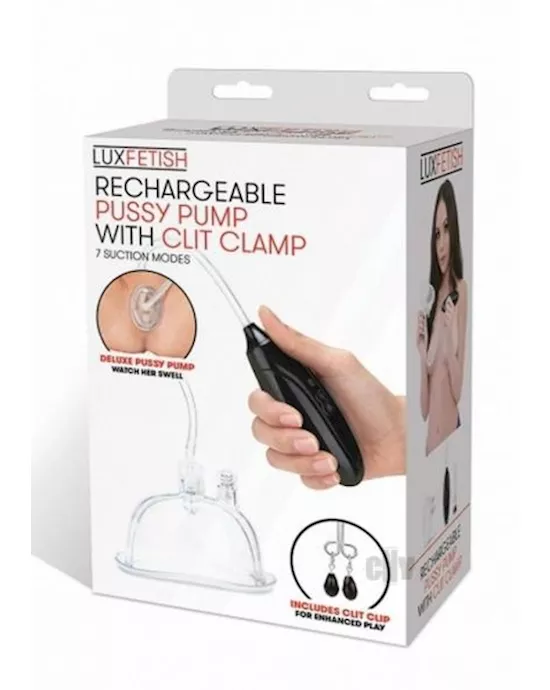 Lux F Rechargeable Pussy Pump w/Clit Clamp