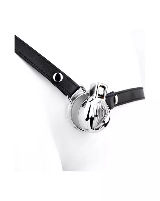 Imprisoned Sissy Stainless Steel Chastity Cage with Belt