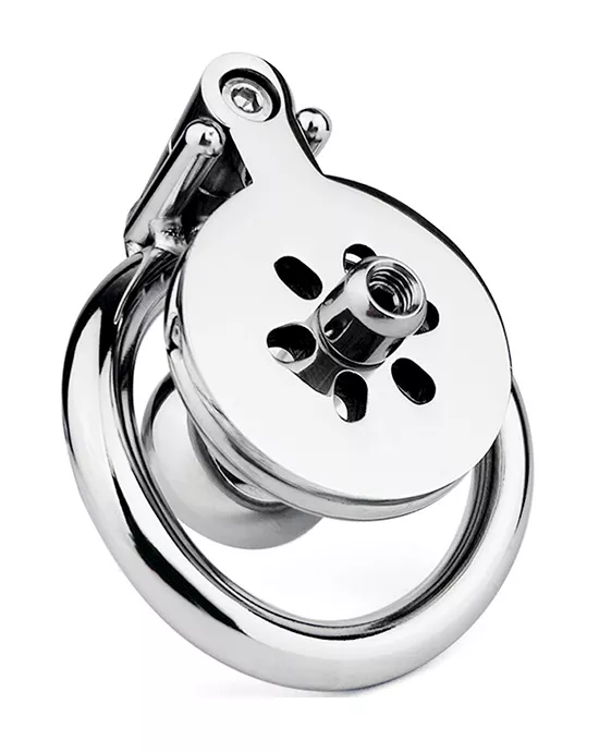 Button Hex Lock Inverted Chastity Cage With Dildo Attachment