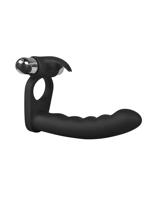 Double Trouble Vibrating Cock Ring With Anal Massager