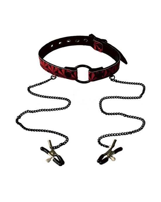 Open Wide Pyramid Pattern ORing Gag with Clips