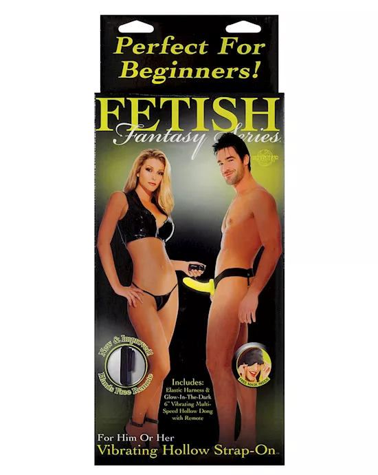 Fetish Fantasy Series for Him or Her Vibrating Hollow Strap On - Glow in the Dark