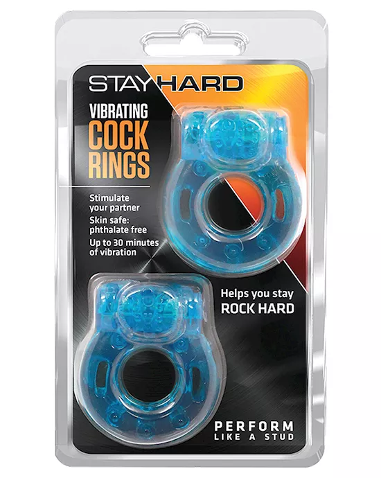Blush Stay Hard Vibrating Cock Ring 2 Pack - Blue