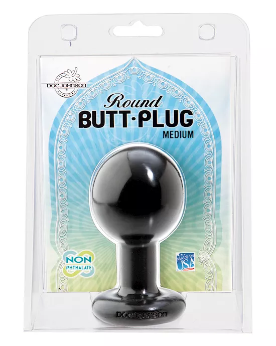 Round Butt Plug - Medium Black