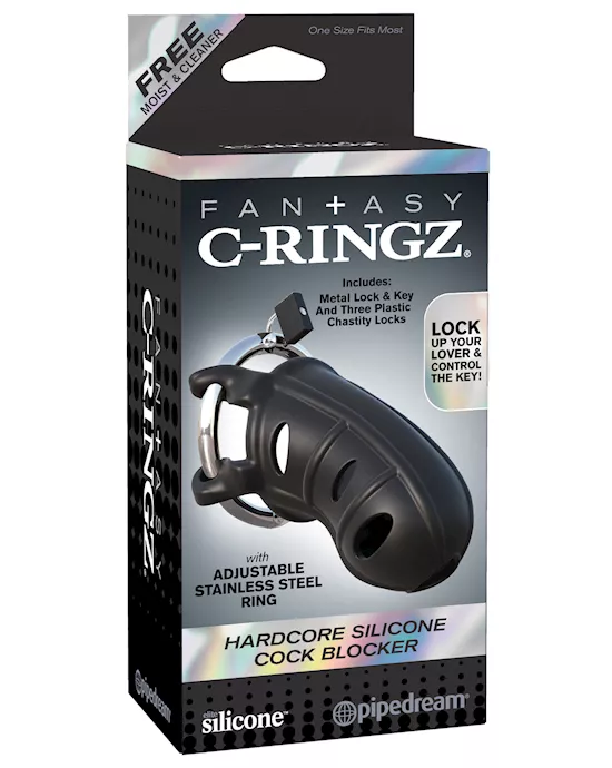 Fantasy C-Ringz Hardcore Silicone Cock Blocker - Black