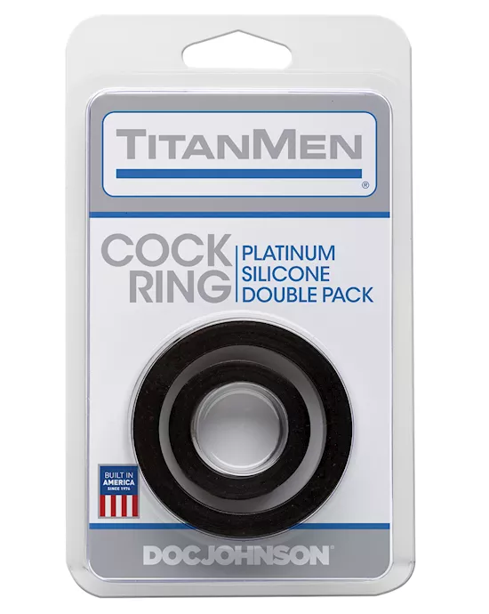 Titanmen Platinum Silicone Cock Ring - Black Pack of 2
