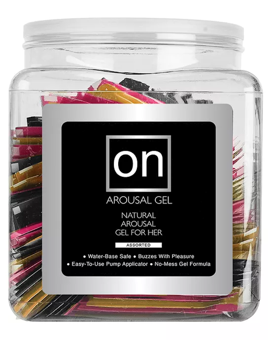 On For Her Arousal Gel Single Use Packet Tub - Asst. Flavor