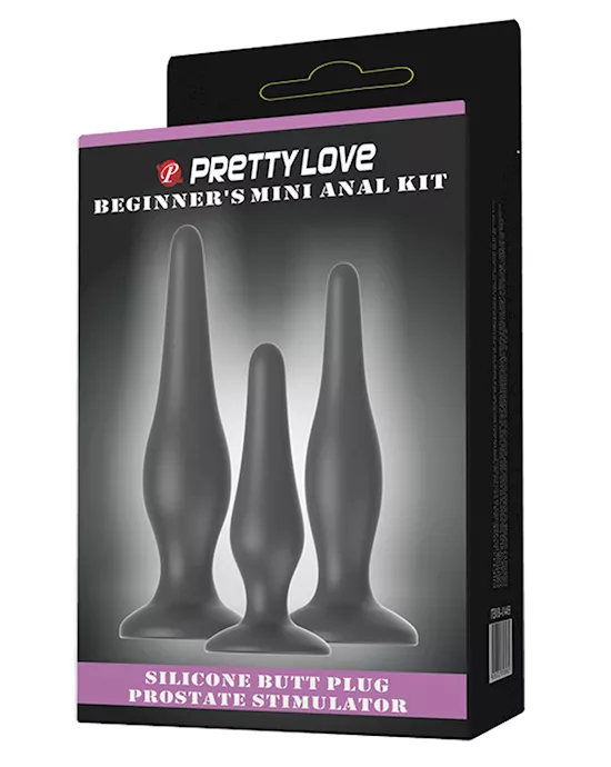 Pretty Love Beginner's Mini Anal Kit - Black Set of 3