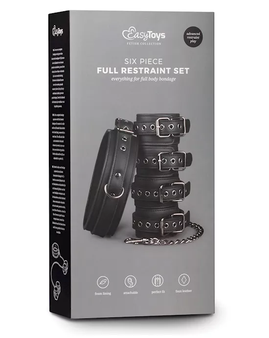 Easy Toys Fetish Set w/Collar, Ankle & Wrist Cuffs - Black