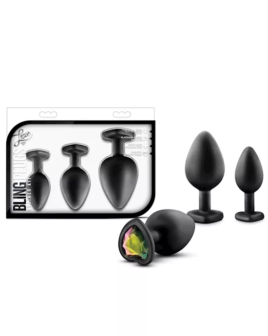 Blush Luxe Bling Plugs Training Kit - Black w/Rainbow Gems