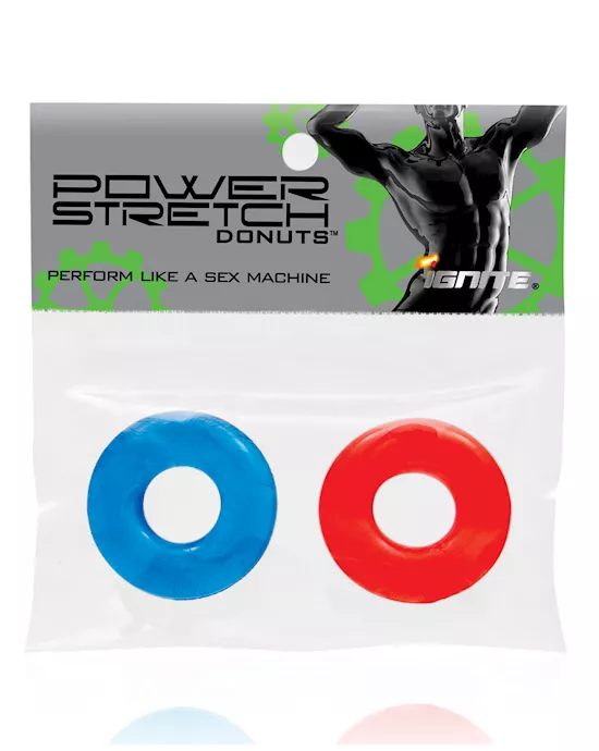 Ignite Power Stretch Donuts Cockrings - Pack of 2 Red/Blue