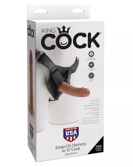 King Cock Strap-on Harness W/6" Cock - Tan