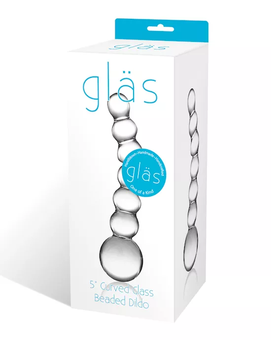 Glas 5" Curved Glass Beaded Dildo