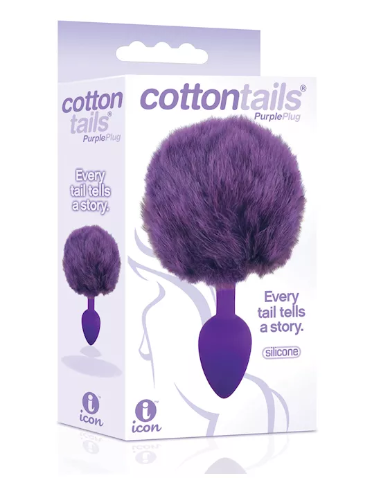 The 9's Cottontails Silicone Bunny Tail Butt Plug - Purple
