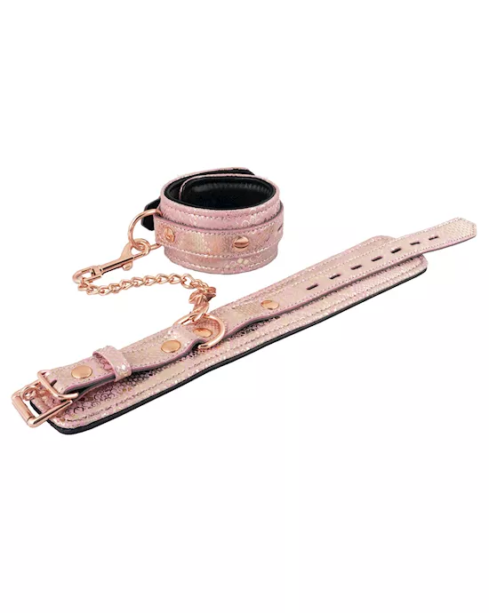 Spartacus Wrist Restraints W/leather Lining - Pink Snakeskin Micro Fiber